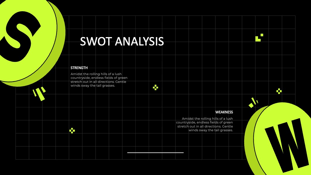 撞色创意SWOT分析PPT模板免费下载