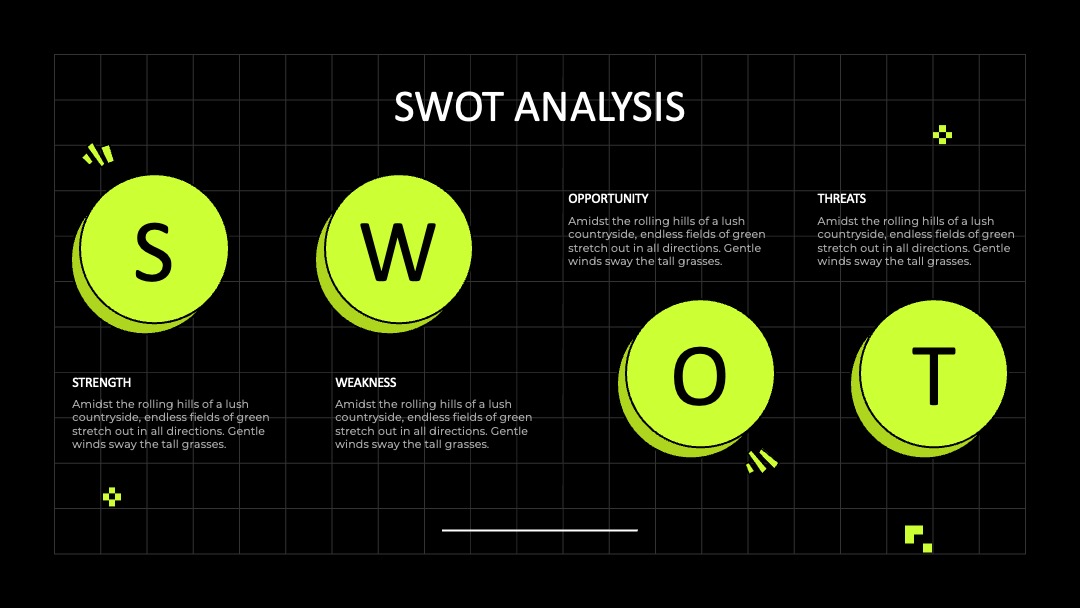 动态错位布局SWOT分析PPT模板免费下载