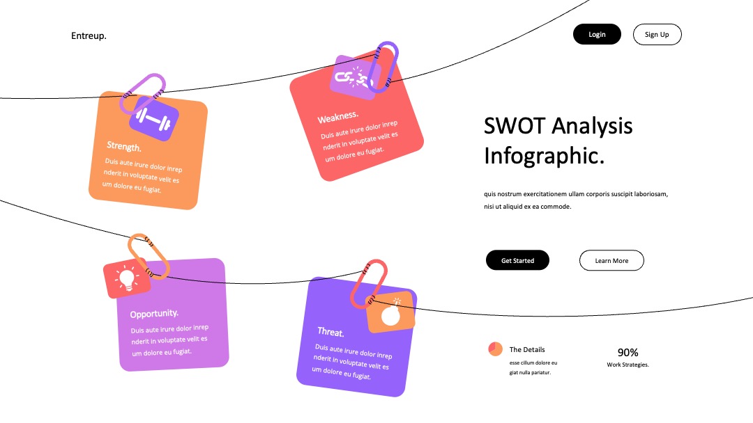 多彩创意SWOT分析信息图表PPT模板免费下载