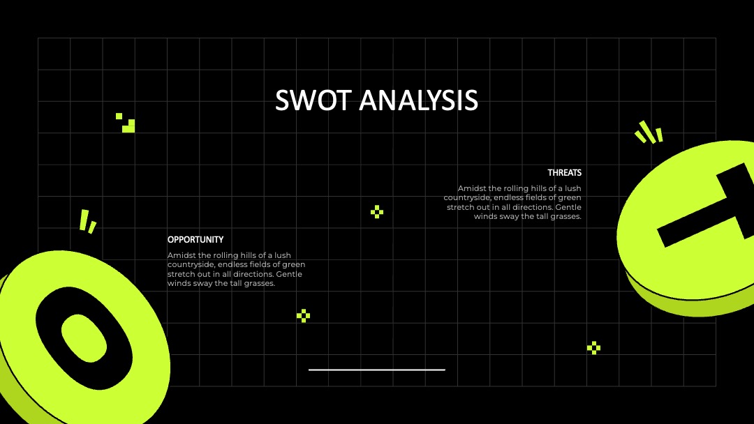 撞色分布SWOT分析PPT模板免费下载