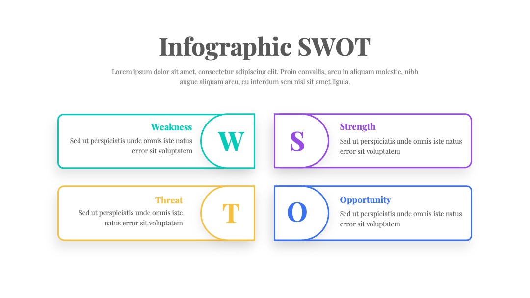 多彩圆角矩形SWOT分析PPT模板免费下载