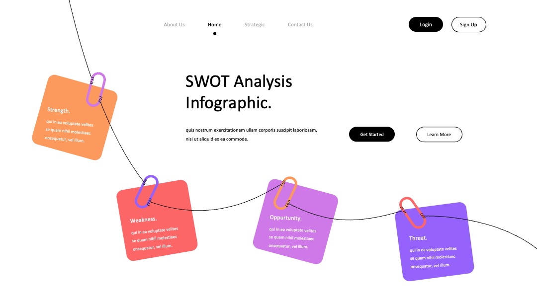 简约布局SWOT分析信息图PPT模板免费下载