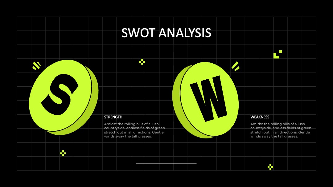 对称双元素SWOT分析PPT模板免费下载