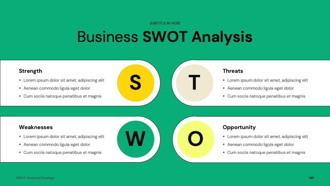 四象限对比基础框架SWOT分析PPT模板免费下载