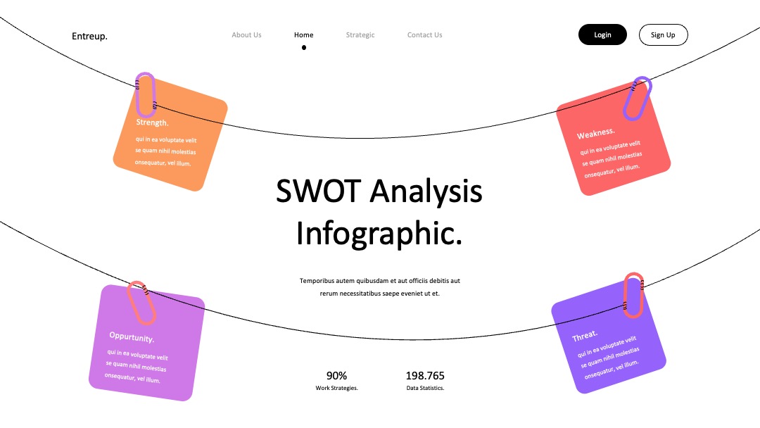 数据点缀SWOT分析信息图PPT模板免费下载
