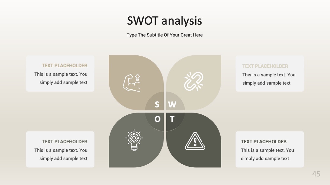 行业市场分析拼图样式SWOT分析PPT模板免费下载