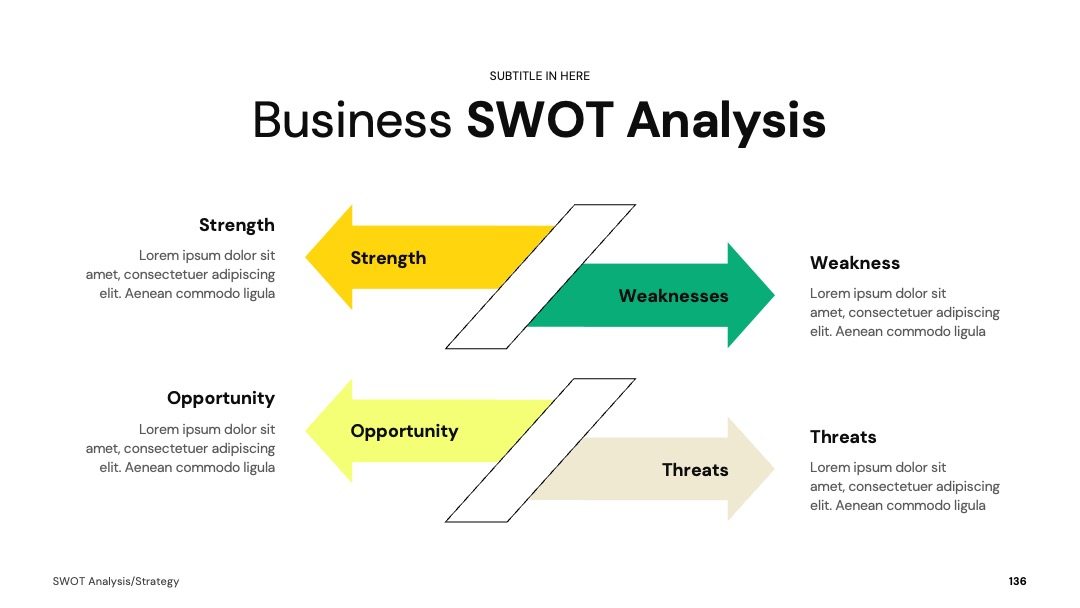 双箭对比型优劣势梳理SWOTPPT模板免费下载