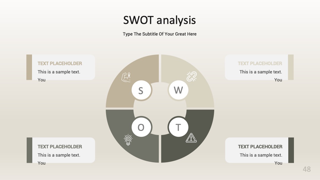 行业市场分析菱形分布SWOT分析PPT模板免费下载