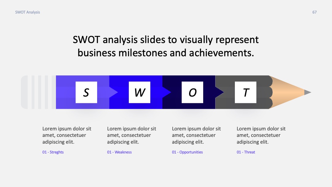 企业战略规划创意图表展示SWOT分析PPT模板免费下载
