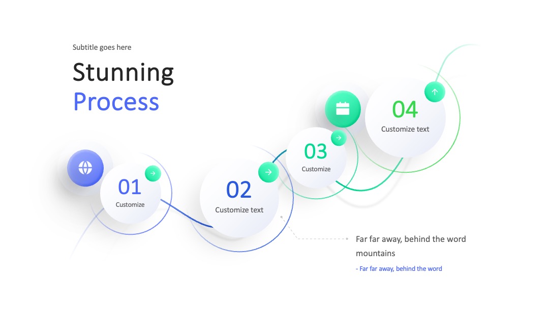 渐变圆形流程展示PPT模板免费下载