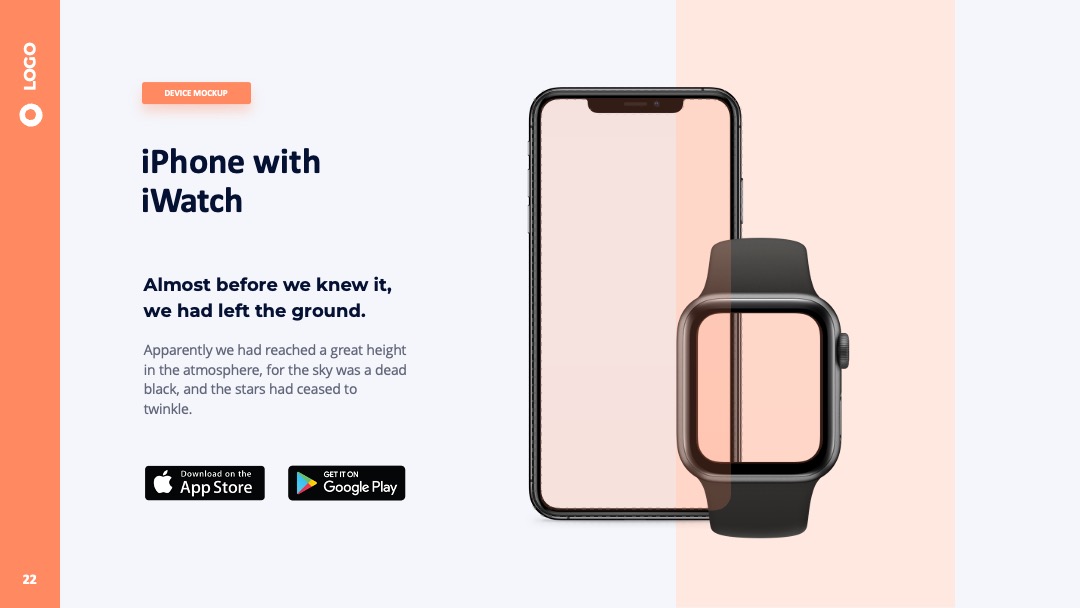 iPhone与iWatch组合展示样机PPT模板免费下载