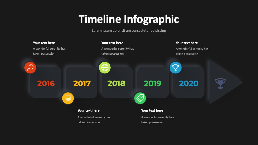 时间轴信息图（2021-2023年活动议程）PPT模板免费下载