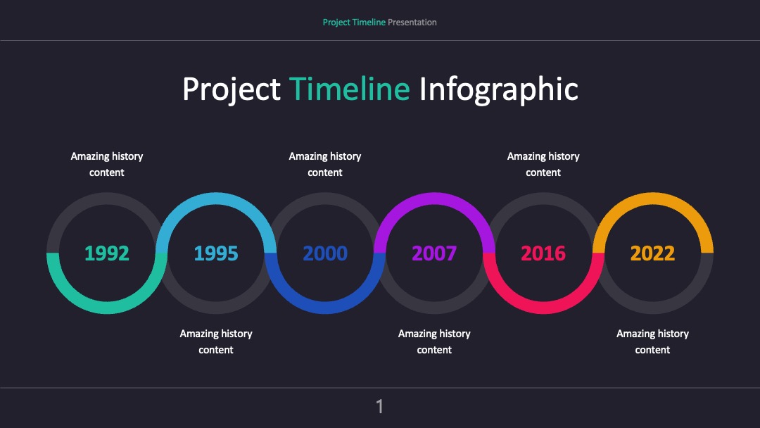 通用时间轴2020-2025年重复元素版PPT模板免费下载