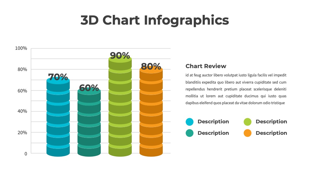 3D堆叠数据说明图表PPT模板免费下载