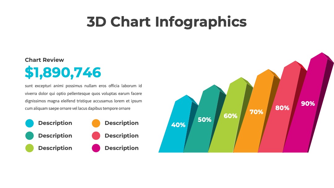 3D渐变柱状数据图表PPT模板免费下载