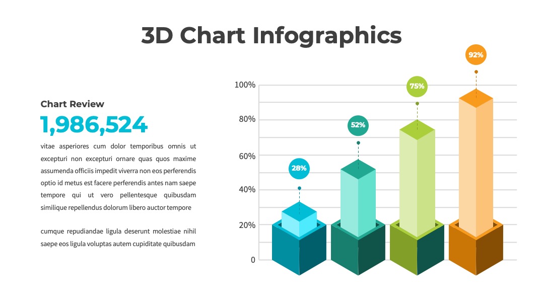 3D立方数据汇报图表PPT模板免费下载
