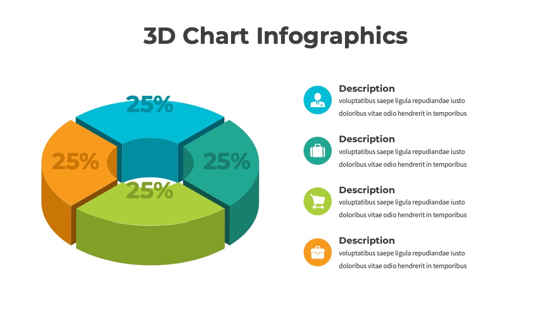 3D饼图分类图表PPT模板免费下载