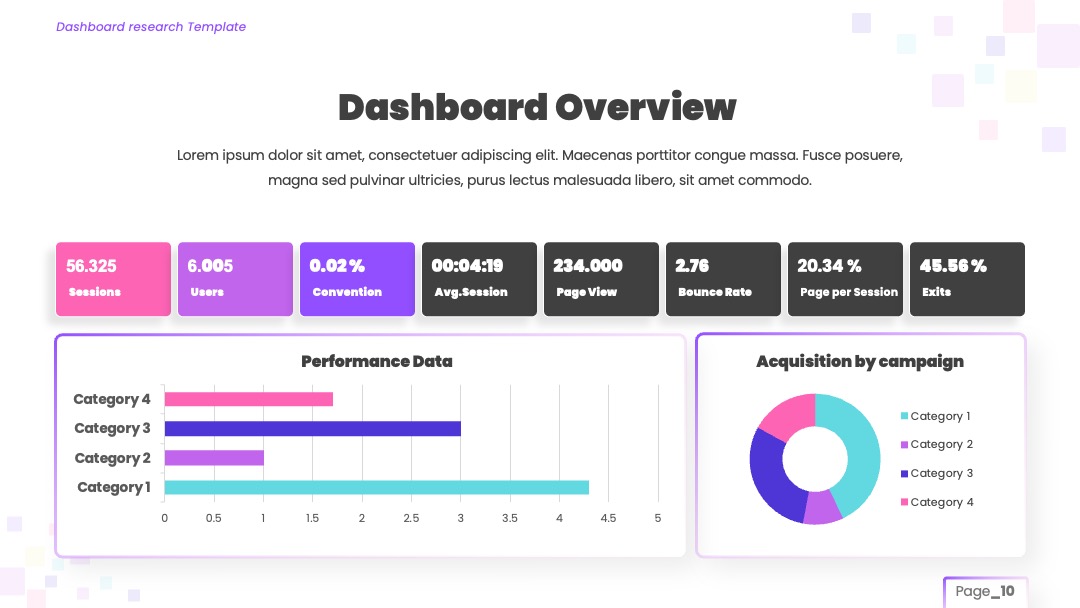 Dashboard运营数据概览PPT模板免费下载