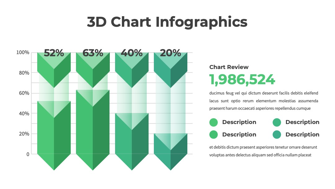创意数据呈现营销数据3D图表展示PPT模板免费下载