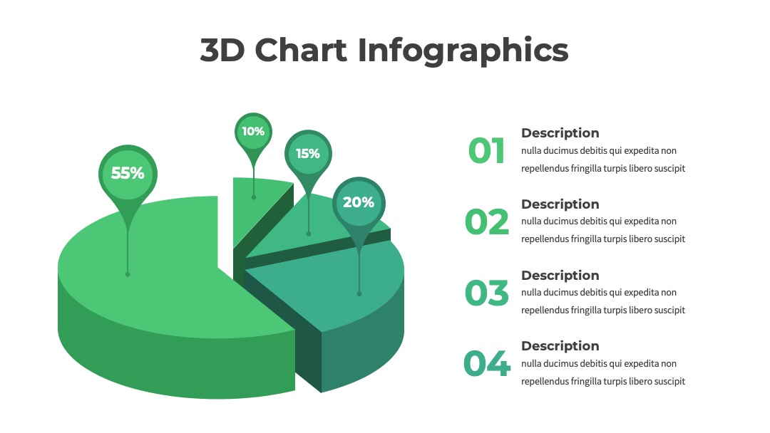 3D饼图应用业务构成分析汇报PPT模板免费下载