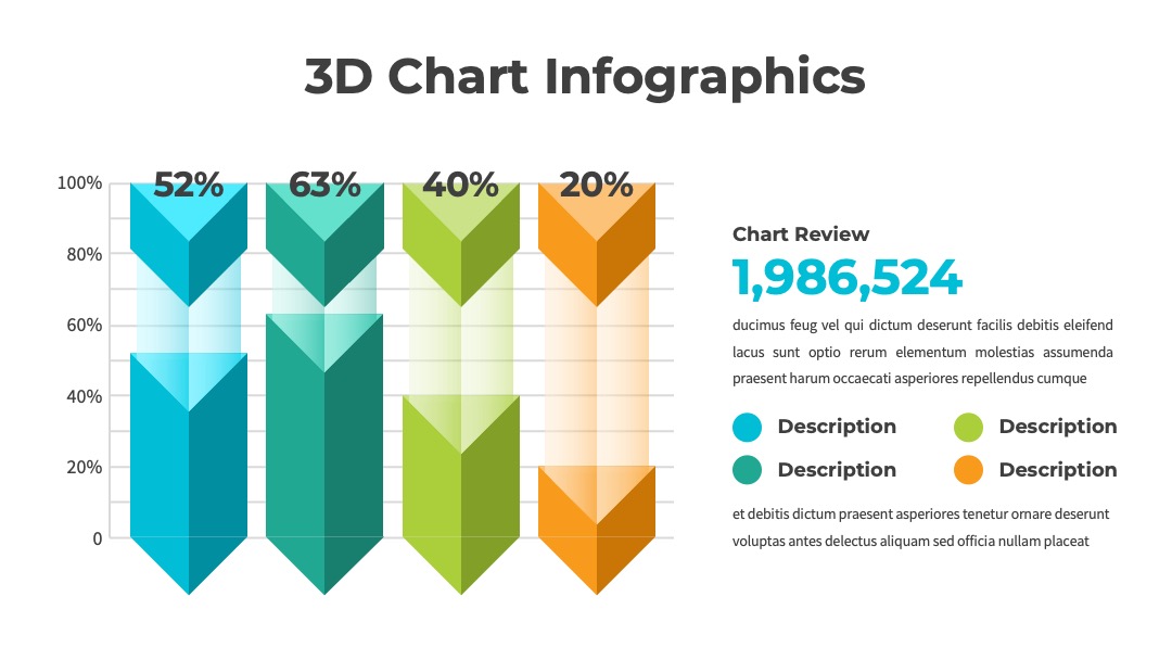 3D双向数据趋势图表PPT模板免费下载
