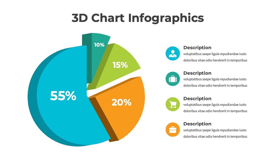 3D数据占比图表PPT模板免费下载