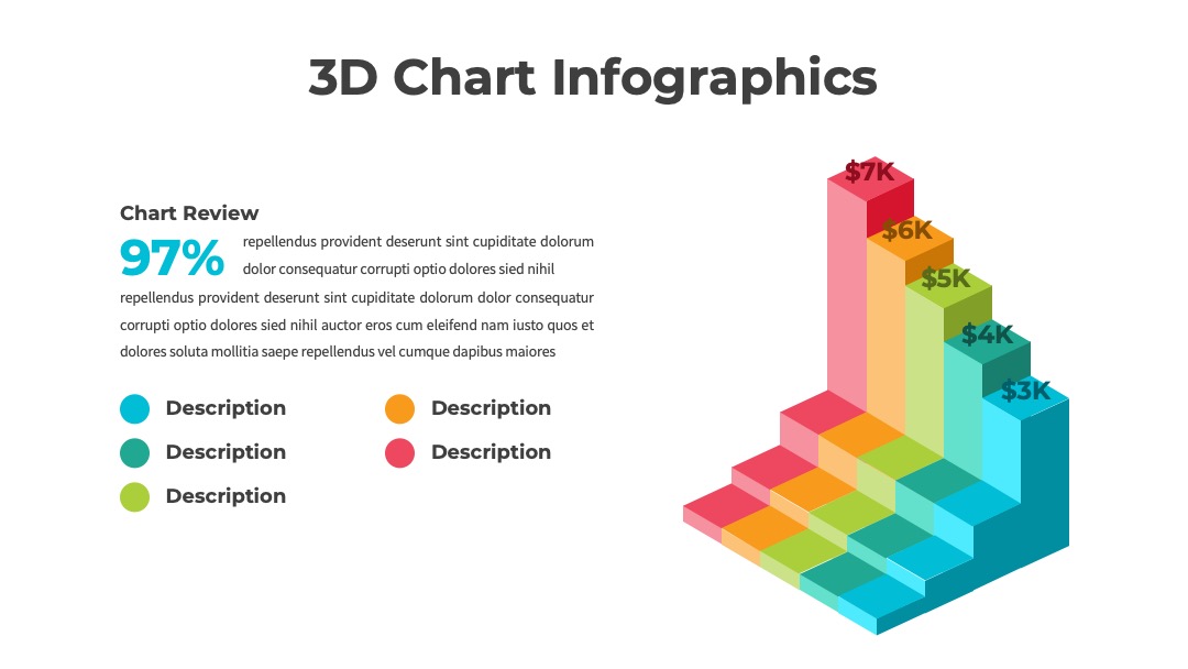 阶梯3D数据图表PPT模板免费下载