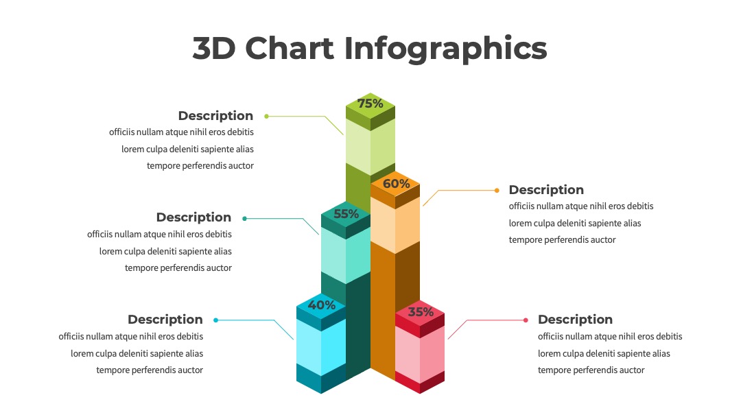 堆叠3D数据图表PPT模板免费下载