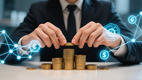 金币与数据交汇的金融桌片