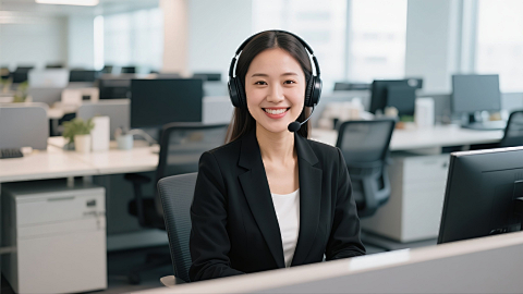 专业温馨女性客服办公场景图片