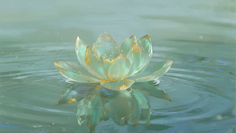 金箔水面 冷光立体睡莲艺术画面报