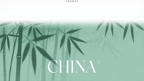 竹林影子 含 CHINA 标题极简海报报